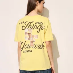 Only Yellow Cotton Regular Fit Printed T-Shirt image 2