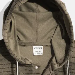 Cavio Boys Green Printed Hooded Sweatshirt image 3