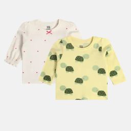 MINIKLUB Girls Cream & Yellow Printed Full Sleeves Top (Pack Of 2)-picture-41