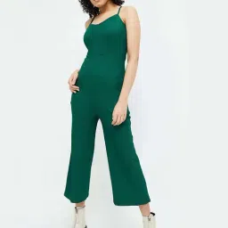 Ginger by Lifestyle Green Plain Jumpsuit-picture-18