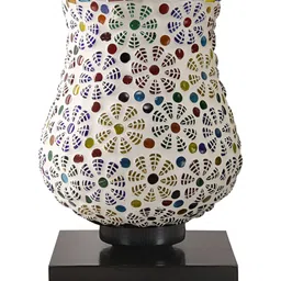 Aura White Printed Wood Traditional Abstract Shaped Table Lamp image 4