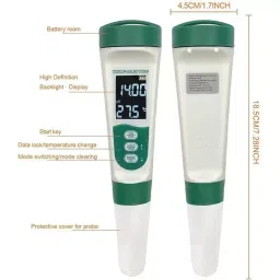 kerro by mxrady KERRO 5-in-1 PH Meter for PH, TDS, Salinity, Temperature & EC Tester with Rechargeable Battery image 2