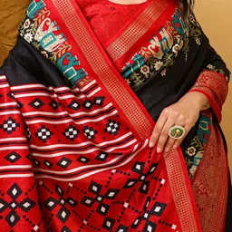 HERE&NOW Ethnic Motifs Zari Art Silk Banarasi Saree image 5