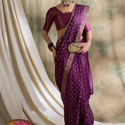 Desi Fusion Woven Design Zari Saree With Unstitched Blouse-picture-37