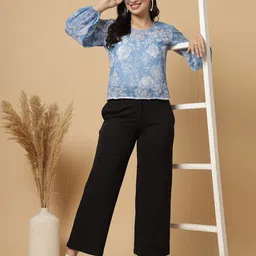 RAASSIO Floral Print Slit Sleeve Georgette Top image 3