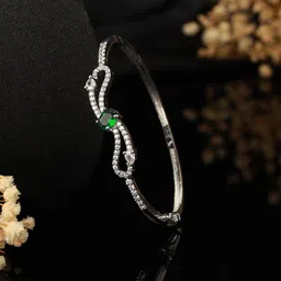 Anouk Women Brass American Diamond Silver-Plated Link Bracelet-picture-16