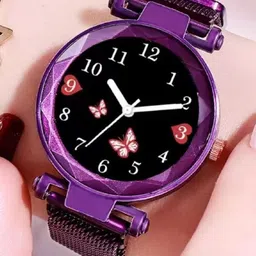 SZN Women Dial & Stainless Steel Straps Analogue Watch Mag Flower Purple+RedSZNN36514466 image 2
