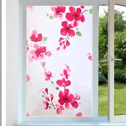 INDIAN ROYALS Red & Pink Floral Printed Self-Adhesive & Durable Window Sticker-image-74