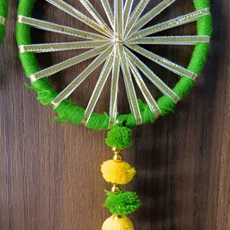 Sellplus 2 Pcs Green & Yellow Gota Circle Bangle Toran image 4