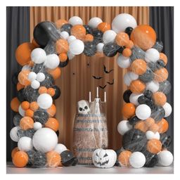 Bubble Trouble Halloween Balloons Decorations Items with Spider Web Decorations for Halloween Party, Halloween Birthday Party Decorations, Halloween Balloons Décor Pack of 93 Pcs-picture-0