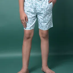 CRIMSOUNE CLUB Cotton Woven Triangles Printed Shorts - Green-picture-34