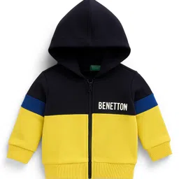 UCB Knit Full Sleeves Hooded Sweatjacket With Color Block Design - Yellow-picture-19