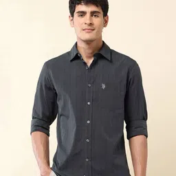 U.S. Polo Assn. Men Tailored Fit Pinstriped Pure Cotton Casual Shirt-image-54