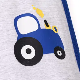 Babyhug Cotton Knit Full Length Lounge Pants Tractor Print - Grey image 3