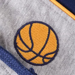 Babyhug Cotton Looper Knit Shorts  With Basketball Patch - Grey image 3