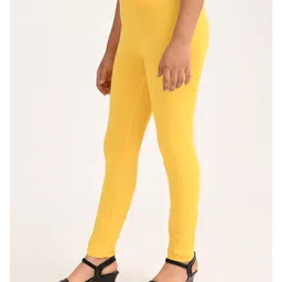 Zion Cotton Lycra Knit Solid Leggings - Lemon Yellow image 4