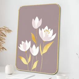 SAF Brown & White Floral & Botanical Wooden Wall Art-image-3