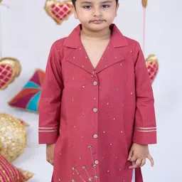 Vivedkids Boys Solid Cotton Blend Kurta & Trouser image 2