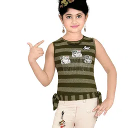 ZADMUS Girls Striped Round Neck Pure Cotton Top With Shorts-picture-11