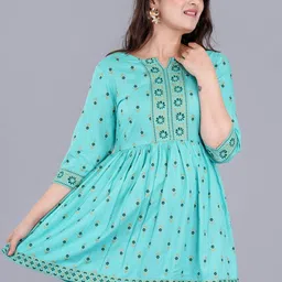 ZELA Women Ethnic Motifs Printed Round Neck Top-image-4