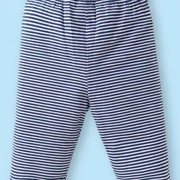 Babyhug Cotton Lycra Knit Three Fourth Length Leggings With Floral & Polka Dot Print Pack of 3 - White Red & Navy Blue image 5