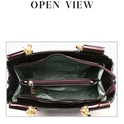 SYGA Women's Cross Border Handbag With Retro Birkin Style held large-capacity shoulder messenger bag(Burgundy) image 5