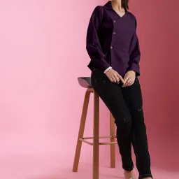 SELVIA Dark Purple Regular Fit Blazer image 5