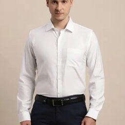 Turtle White Cotton Slim Fit Dobby Shirt-picture-28