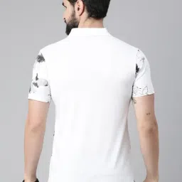 Kryptic White & Grey Regular Fit Printed Cotton Polo T-Shirt image 2