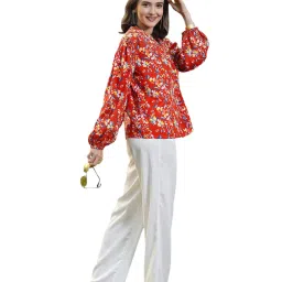 Melon by PlusS Red Floral Print Top image 5