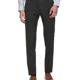 Van Heusen Grey Slim Fit Checks Flat Front Trousers-picture-11