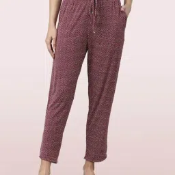Enamor Light Maroon Printed Lounge Pants-image-25
