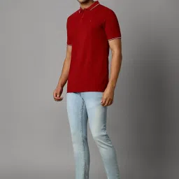 Louis Philippe Red Slim Fit Polo T-Shirt image 4
