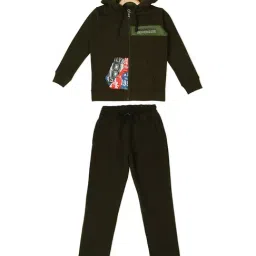 Sweet Dreams Kids Olive Printed Full Sleeves Jacket with Trackpants-picture-39