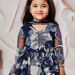 VASTRAMAY Girls Navy Blue Lehenga with Choli and Dupatta Set image 5