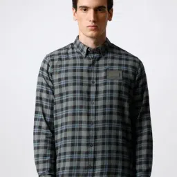 The Bear House Green Cotton Slim Fit Check Shirt-picture-24