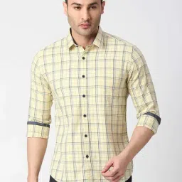 Dragon Hill Yellow Slim Fit Checks Shirt-image-75