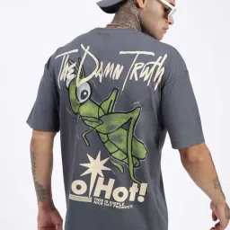 showoffff SHOWOFF Grey Cotton Relaxed Fit Graphic T-Shirt-picture-21