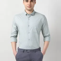 Peter England Grey Cotton Slim Fit Printed Shirt-picture-15