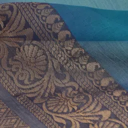 Taneira Blue Woven Saree With Unstitched Blouse image 5