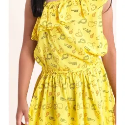 Kiddopanti Kids Yellow Printed Dress image 5
