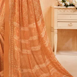 Saree Mall Bronze Georgette Self Saree with Blouse Piece image 5