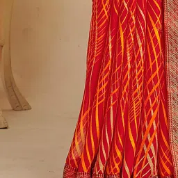 Saree Mall Orange Chiffon Self Saree with Blouse Piece image 5