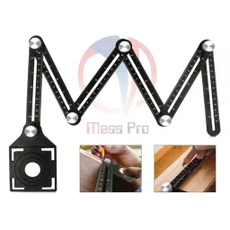 Mass Pro Multi Functional Six Side Tiles Hole Marker Ruler Cutting Marking Gauge 30 cm Shaft Length Black Aluminium Alloy & Plastic image 2