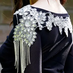 Odette Silver Embellished Fancy Short Cape image 5