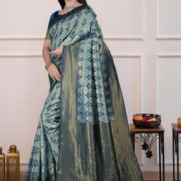 Dinesh Ethnic Traditional Wear Ethnic Motifs Zari Art Silk Heavy Work Banarasi Saree image 3