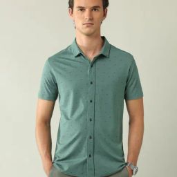 Ad By Arvind Green Cotton Slim Fit Printed Shirt-picture-16