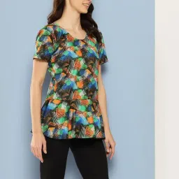 Aarika Orange Nylon Printed Short Sleeves Swimsuit With Goggles image 3