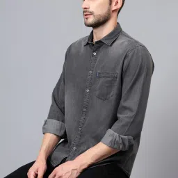 Cantabil Black Cotton Regular Fit Denim Shirt image 5