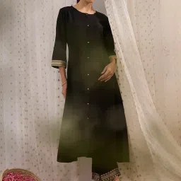Indo Era Black Embroidered A Line Kurta image 5